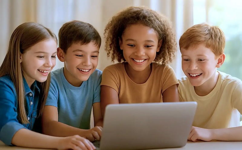 Illustration Louxor.ai : enfants concentrés et épanouis